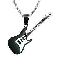 men musical jewelry stainless based rock hiphop electric guitar bass pendant necklace for women unisex jewellery kolye 24inch