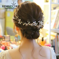 elegance gold flower hairband floral bridal headband women pearl jewelry hairband hair ornaments bride tiara wedding accessories