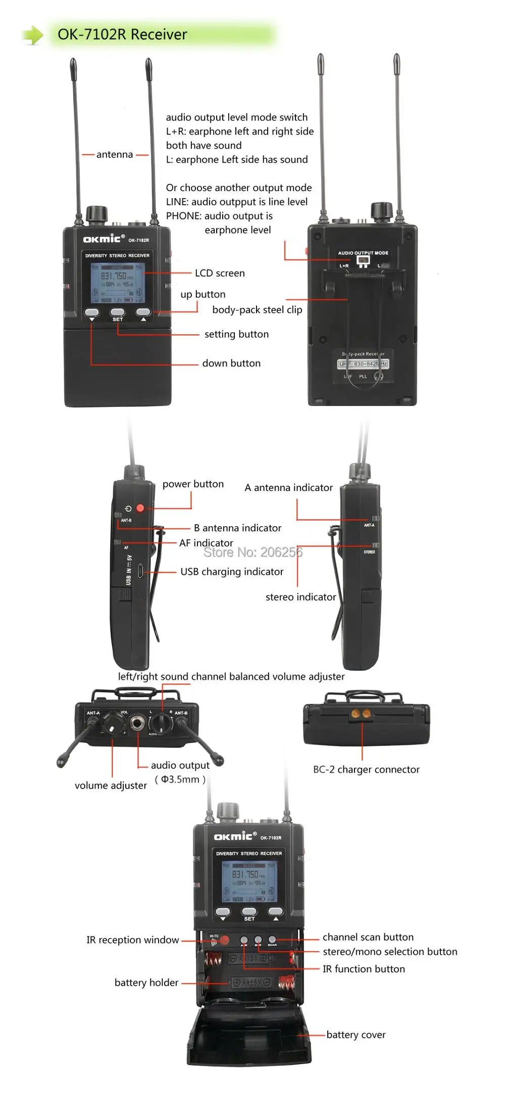 OKMIC OK-782TX+ OK-7102R профессиональный сценический на производительность стерео Настольный в ухо монитор системы, синхронизация