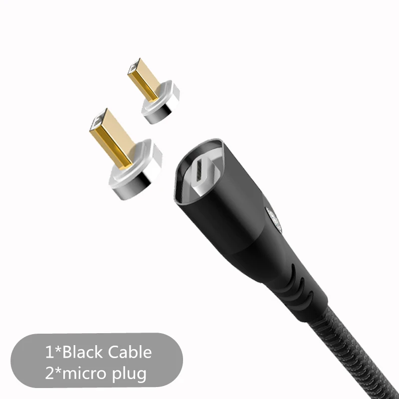 2 micro black cable KingFriend Магнитный Micro USB кабель для iphone samsung type C быстрое зарядное устройство Магнитный зарядный адаптер usb type C кабель для мобильного телефона - Цвет: 2 micro black cable