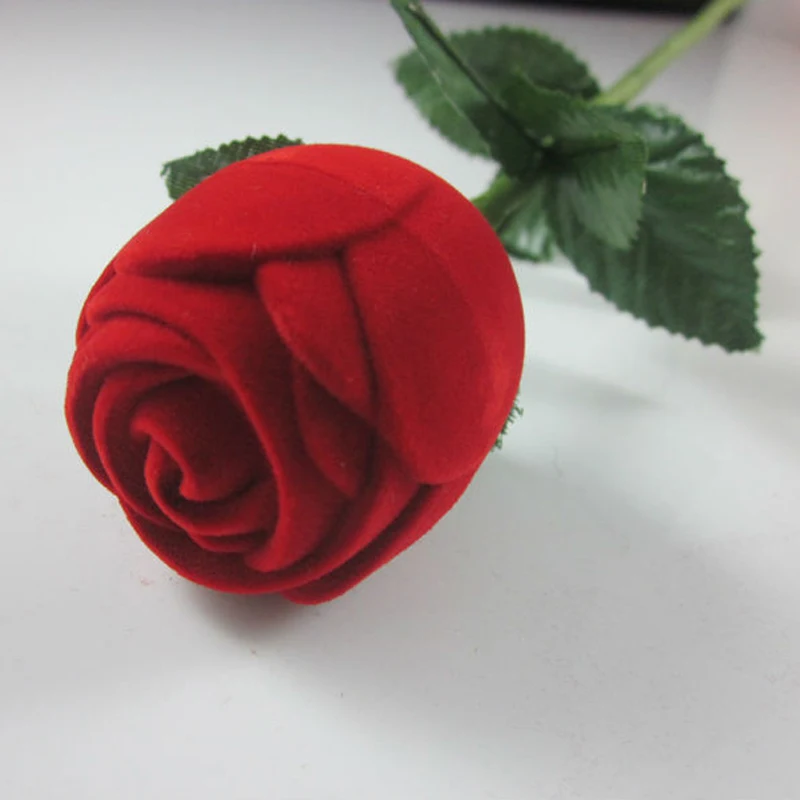 Бесплатная доставка Подарочная коробка красная роза цветок вельветовые кольца