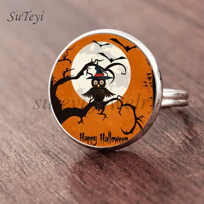 Женское кольцо с кабошонами SUTEYI бронзовое изображением ведьмы тыквы Счастливого