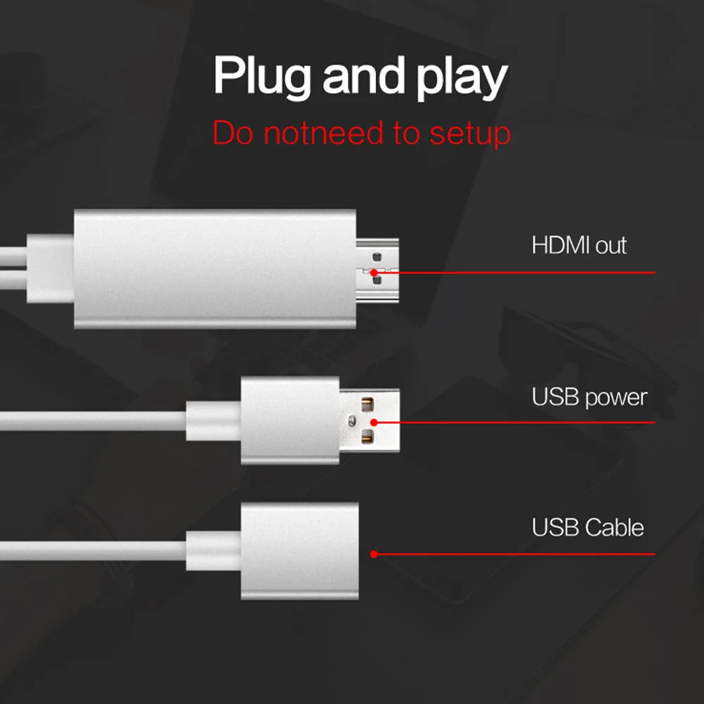 Кабель HDMI HDTV AV высокоскоростной экран видео к для iPhone 7 /6s/5 ipad Samsung Huawei поддержка