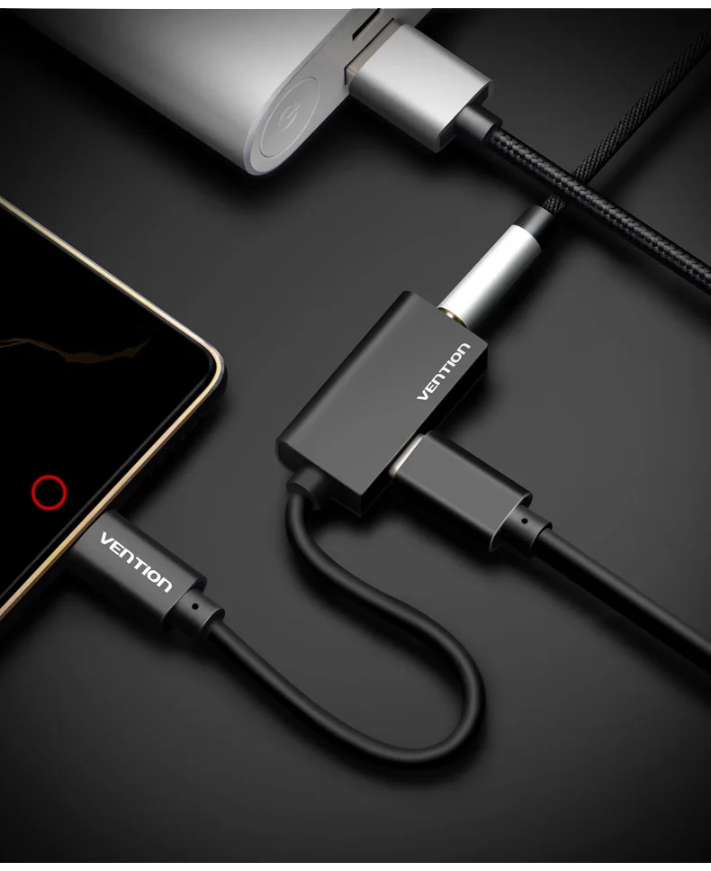 Адаптер для наушников Vention type C до 3,5 мм, зарядное устройство, USB C, Aux, аудио кабель, разъем 3,5, конвертер для наушников для Xiaomi Mi6, huawei Mate10