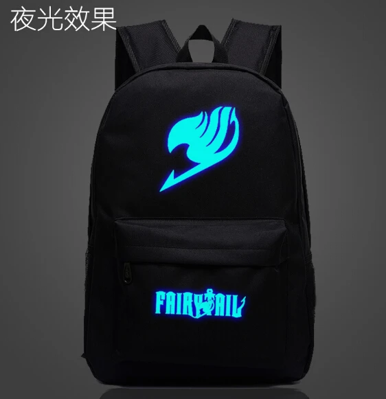 

Japan Anime Fairy Tail Luminous Backpack Glow in the Dark Student Schoolbag Travel Bag Gift