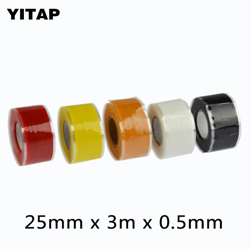 Илозационная силиконавая лента 5 рулонов x 25mmx 3m 0.5mm|silicone repair tape|self fusing silicone tapesilicone