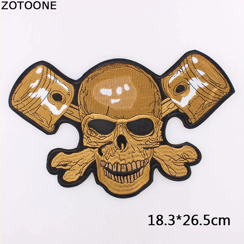 Новинка большая вышитая нашивка ZOTOONE в стиле панк с коричневым черепом