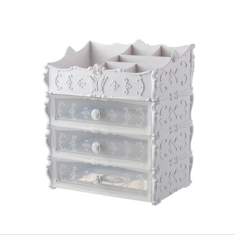 2019 new plastic cosmetics storage box drawer dressing table finishing separated multi-layer skin care products |