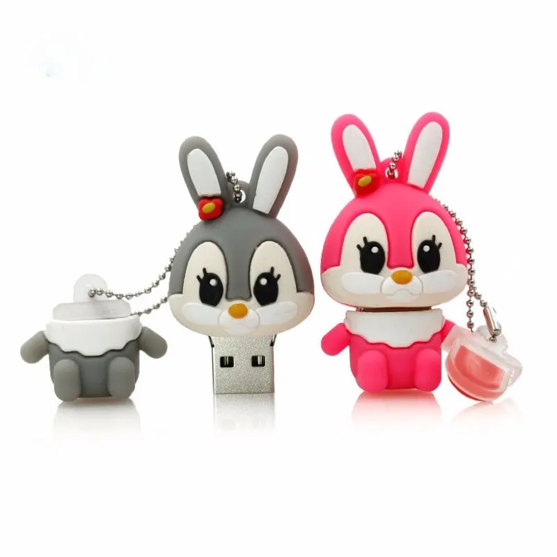 Cartoon animals usb flash drive pink rabbit memory stick gray pen 4GB 8GB 16GGB 32GB 64GB pendrives u disk gift | Компьютеры и офис
