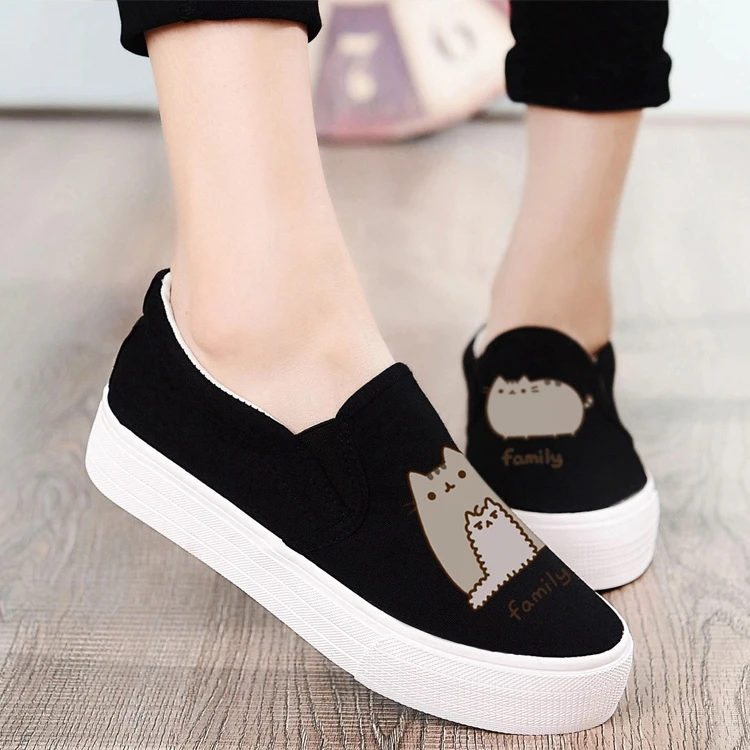 Лоферы без шнуровки летняя женская модная парусиновая обувь с ручной росписью