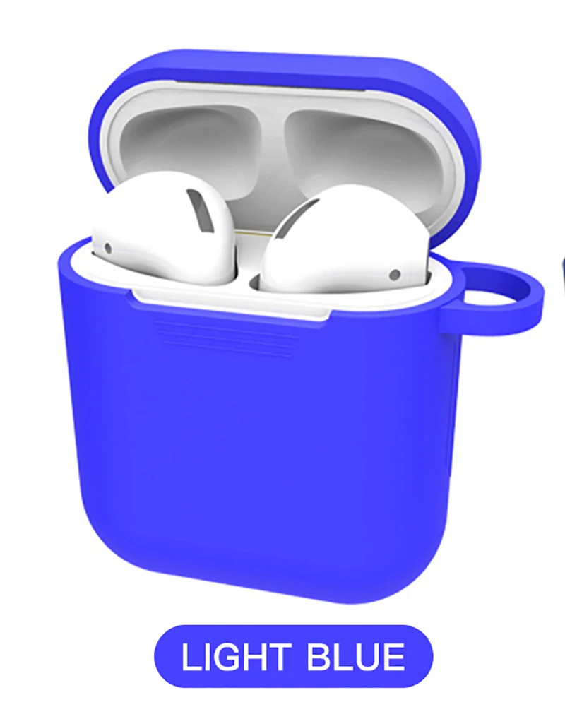 Light Bule Чехлы для наушников для Apple AirPods, силиконовый чехол, беспроводной Bluetooth Air Pods, мягкий чехол для наушников, защитный чехол, Fundas - Цвет: Light Bule