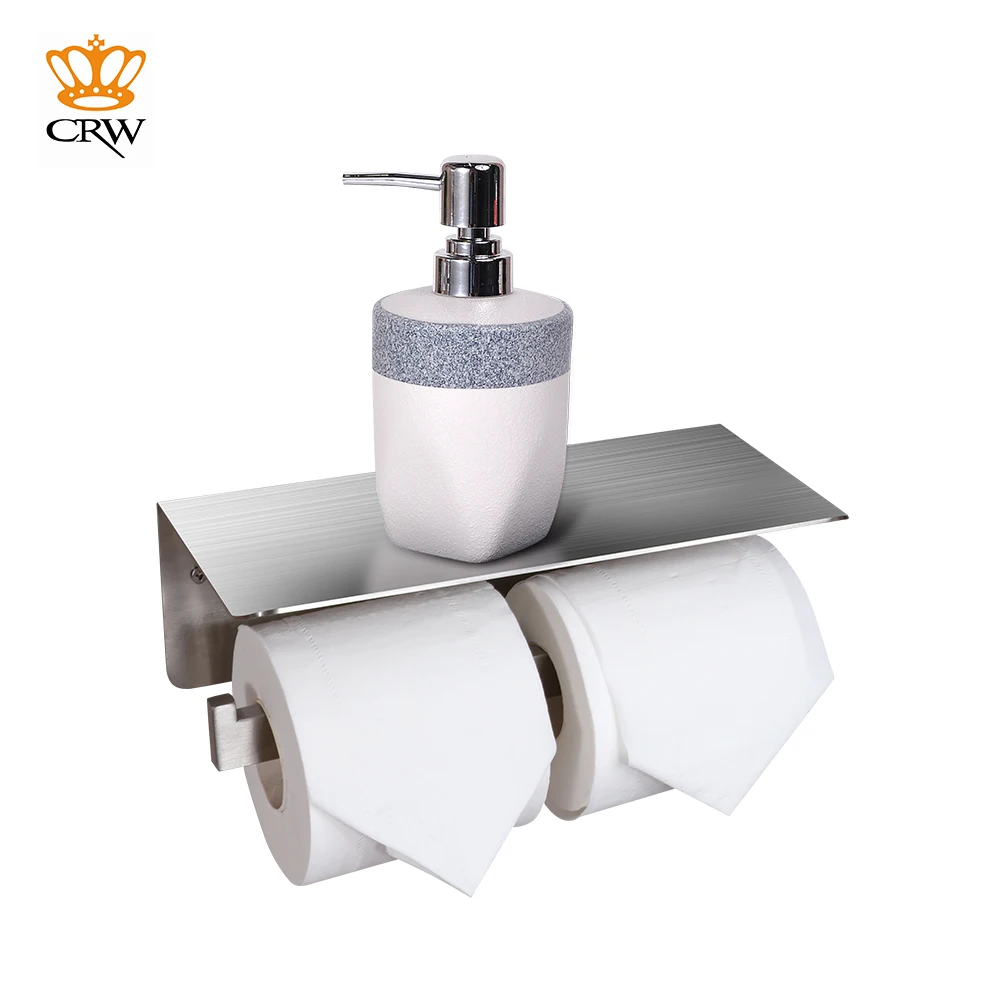 CRW двойной держатель рулона туалетной бумаги из нержавеющей стали настенное