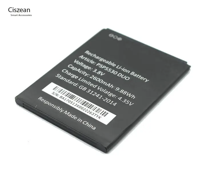 Ciszean PSP5530 DUO 2600mAh Smart Mobile Phone Replacement Battery For Prestigio PSP 5530 Free Shipping x 2PCS | Мобильные телефоны