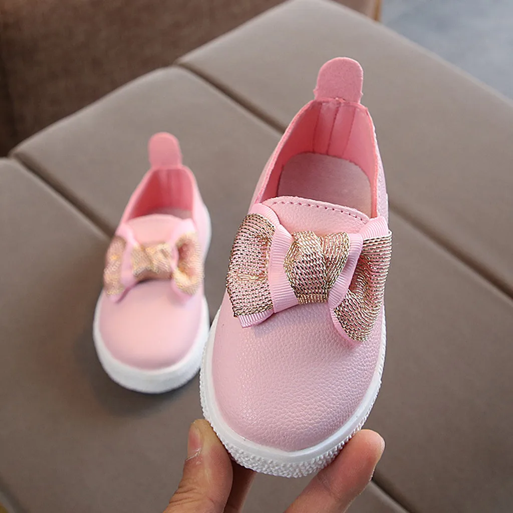 Весенне-Осенняя детская обувь модная повседневная для девочек дышащая с бантом