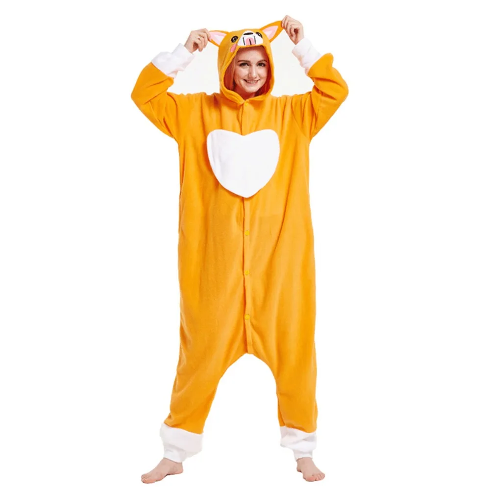Полар флиса покинуть люблю собак для взрослых унисекс Костюм Kigurumi Пижама с
