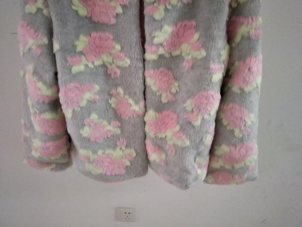 S/6Xl женские короткие куртки из искусственного меха с цветочным принтом, зимние осенние меховые пальто большого размера, элегантная женская меховая верхняя одежда K913