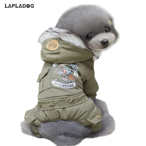 LAPLADOG, зимняя теплая куртка для собак, комбинезон с капюшоном, хлопковая одежда для щенков, симпатичный Тедди, четырехлая кофта для чихуахуа, S-XXL