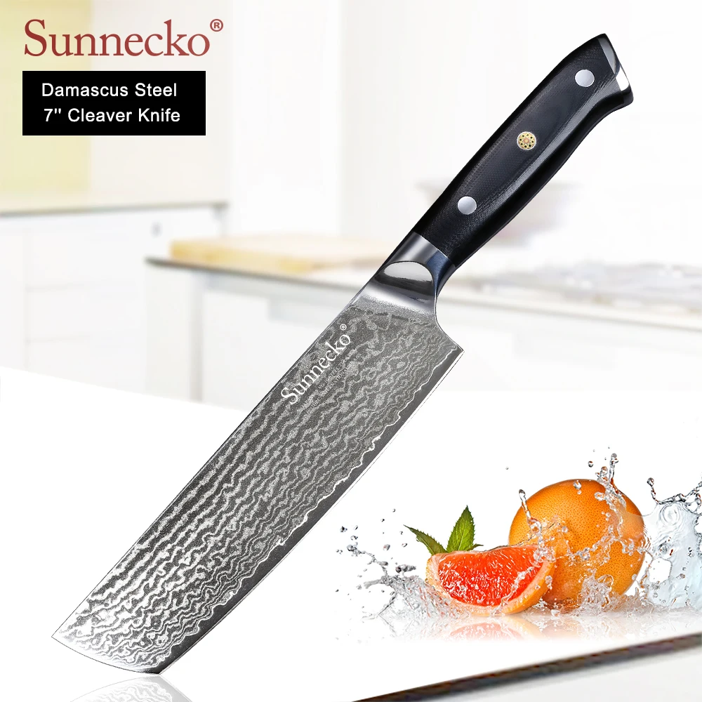 Профессиональный нож SUNNECKO Nakiri Cleaver 7 дюймов дамасский японский VG10 стальные лезвия