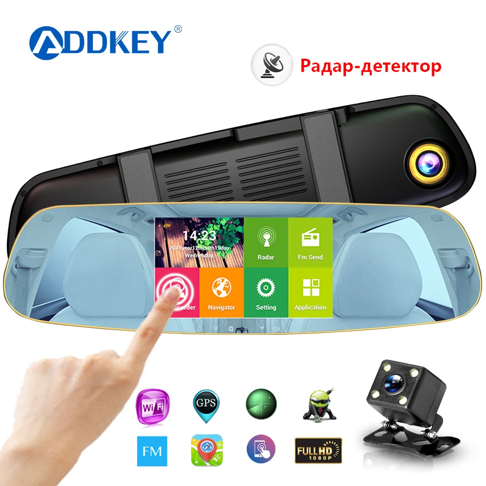 ADDKEY 3 в 1 Автомобильный видеорегистратор камера радар детектор для России зеркало заднего вида FHD 1080P WiFi gps видеорегистратор регистратор видео регистратор dvr