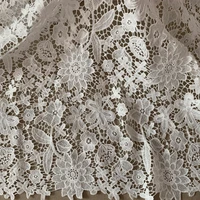 1yards nigerian lace fabrics for wedding dress high quality white african cord lace fabrics french guipure lace sewing material