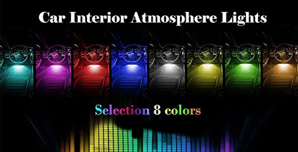 Автомобильный RGB светодиодный светильник, Цветная декоративная атмосферная лампа, авто RGB дорожка, напольный светильник, автомобильный интерьерный светильник, пульт дистанционного управления для мобильного телефона