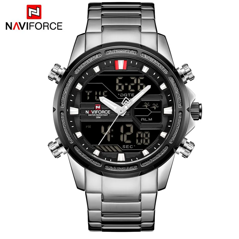 NA913805 without box Бренд класса люкс, мужские часы NAVIFORCE, военные, водонепроницаемые, светодиодный, цифровые, спортивные, мужские часы, мужские наручные часы, relogio masculino 9138 - Цвет: NA913805 without box