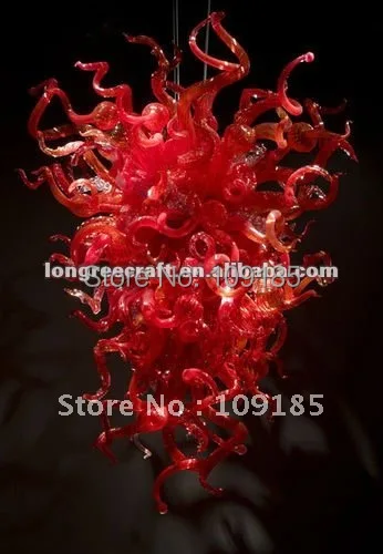Популярная лампа ручной работы красная стеклянная люстра|red glass chandelier|glass