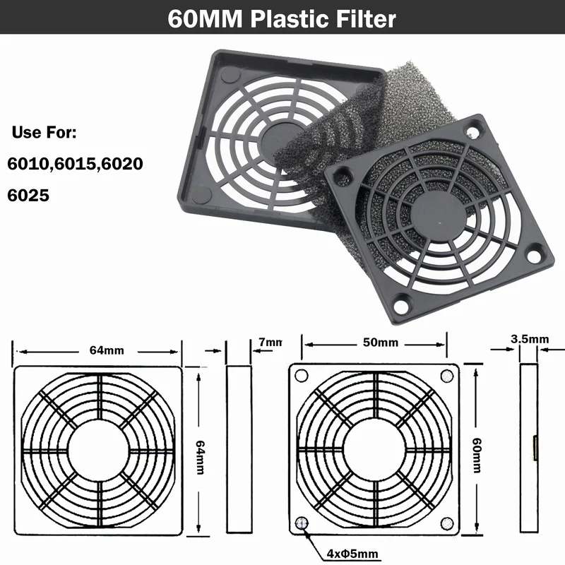 60mm 10 шт Gdstime пылезащитный 40 мм 50 мм 60 мм 80 мм 90 мм 120 мм чехол для ПК с вентилятором Пылезащитный фильтр Защитная крышка для гриля пластиковая ComputerFan - Цвет лезвия: 60mm