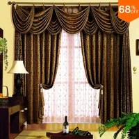 Deep Brown peacock tail Espaolas Barroco curtains Rod Stick Valance Classic living rooms bedroom Curtain Dinning Room Curtain