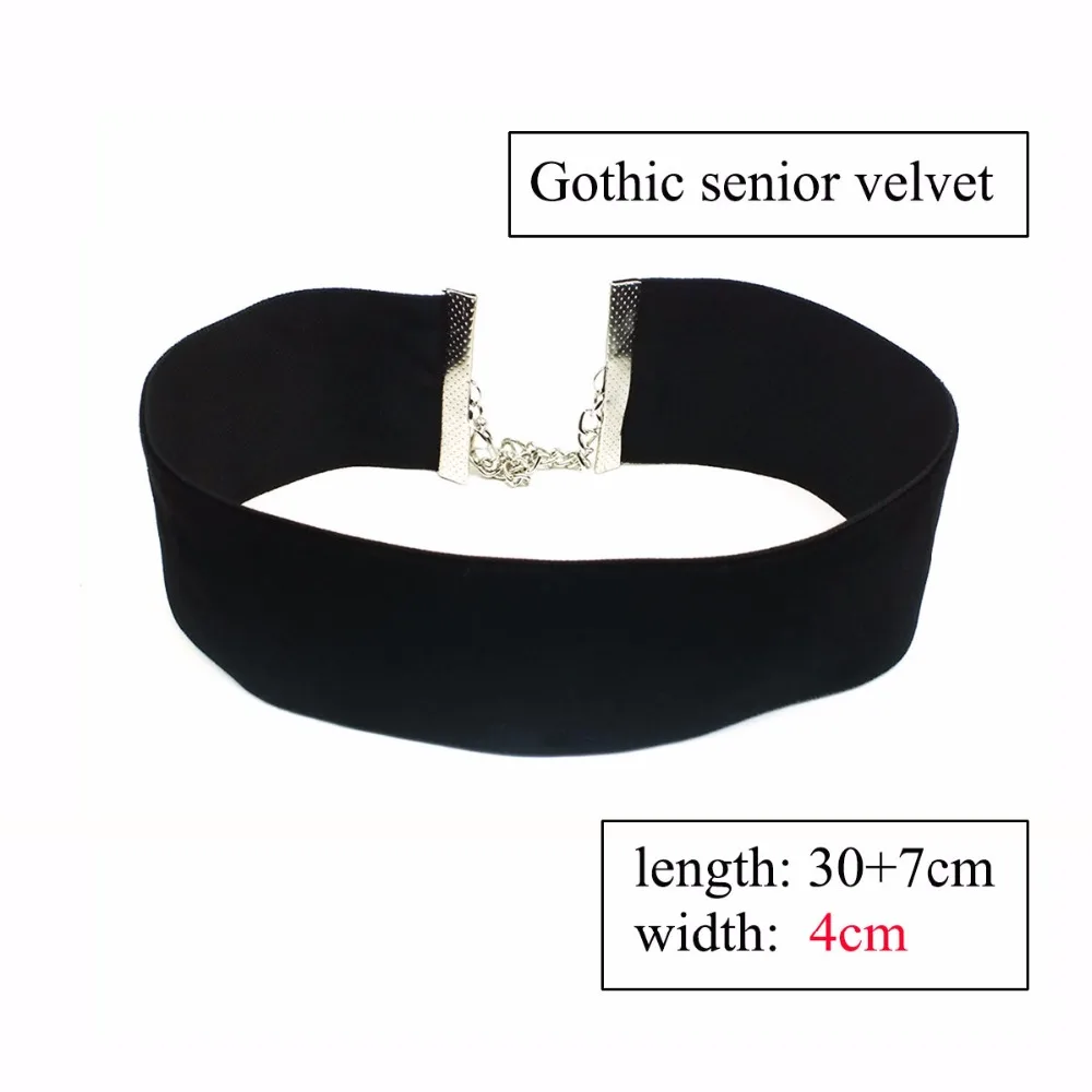 Женское бархатное ожерелье чокер ZORBER черное яркое из простой ленты Готическая