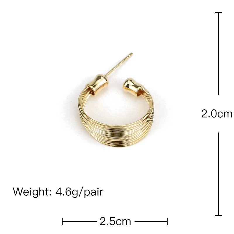 Женские массивные серьги гвоздики GWACC золотистые металлические оригинальные