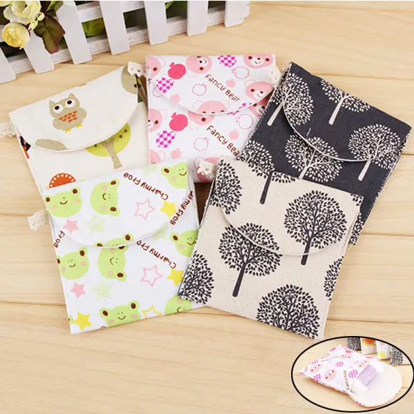 New Lovely Charming Nice Brief Cotton Cartoon Sanitary Napkin Bags Towel Storage Traveling Travel Bag hopping W | Багаж и сумки