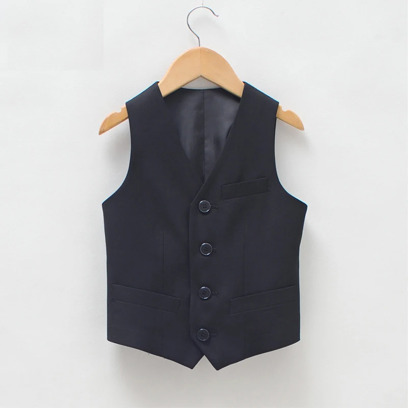 one vest Детское нарядное платье, смокинг, костюм для выступлений на фортепиано, костюмы с цветами для мальчиков на день рождения и свадьбу, 5 предметов, блейзер+ рубашка+ брюки+ галстук, 4 предмета - Цвет: one vest