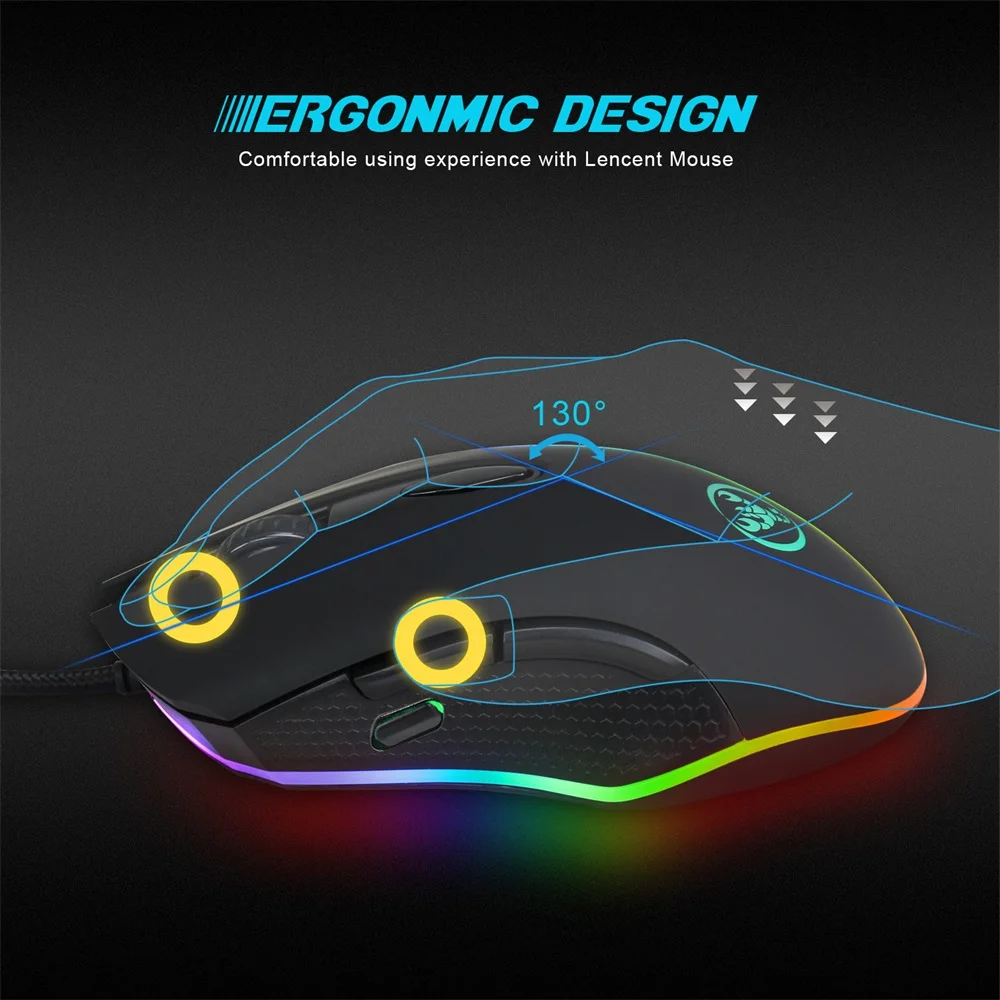 FELYBY Gaming Mouse Programmable 4800DPI 6 Buttons RGB Backlit USB Wired Optical Mice Gamer for PC Computer Laptop | Компьютеры и офис