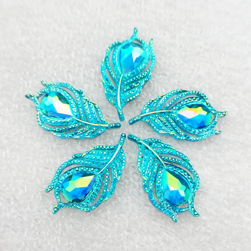 B075 Шикарные 20 шт 20*38 мм милые AB лист и Феникс вниз rhinestononeflatback Кнопка кабошон Аппликации/Свадебные украшения Ремесло - Цвет: B075