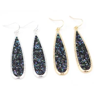 new fashion 2019 long full pave black ab crystal geometric water drop earrings for women