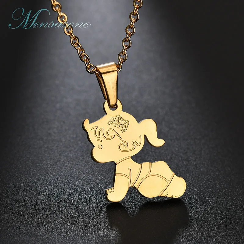 MENSAZONE High Quality Cute Baby Pendant Necklace Stainless Steel Lovely Little Girl Kids Birthday Gift | Украшения и аксессуары