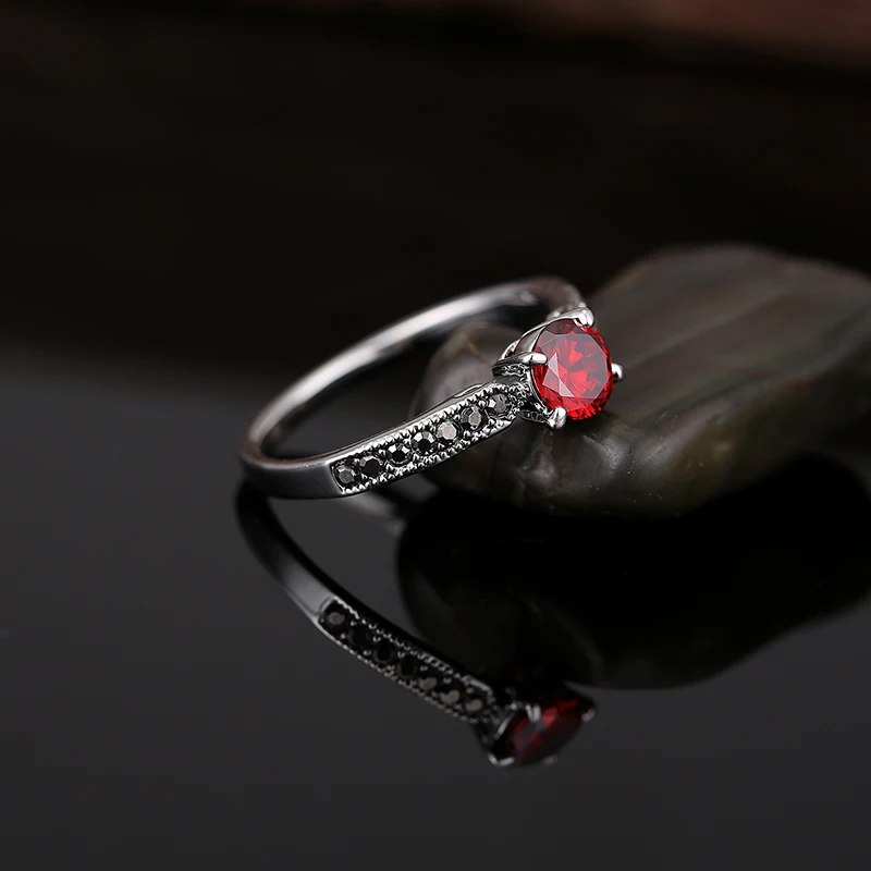 Женское Обручальное Кольцо Feelgood Черное и красное обручальное кольцо с фианитом