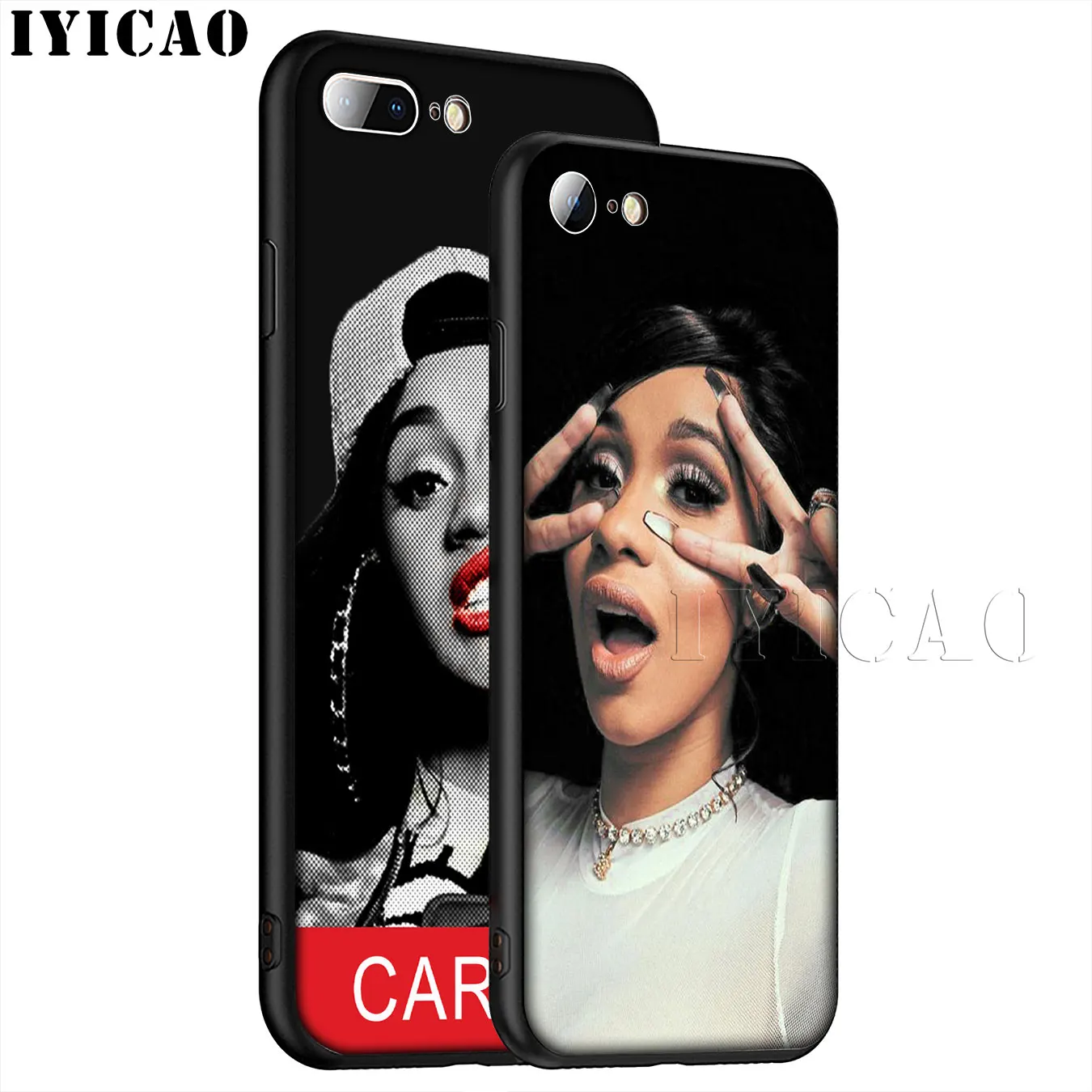 IYICAO CardiB pop Cardi B Soft Silicone Phone Case for iPhone XR X XS 11 Pro Max 6 6S 7 8 Plus 5 5S SE TPU Black Cover |