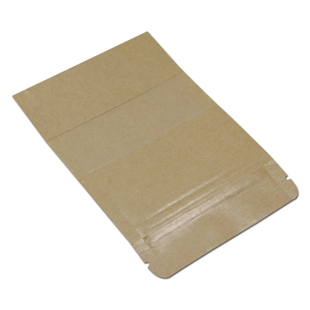 50 шт стоят вверх крафт бумага матовые Ziplock пакеты для упаковки с прозрачным окном