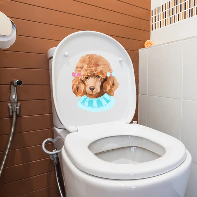 YOJA 18.6*22.5CM Modern Art Wall Decal Toilet Sticker BedRoom Home Decor Pet Teddy Dog T3-0749 | Дом и сад