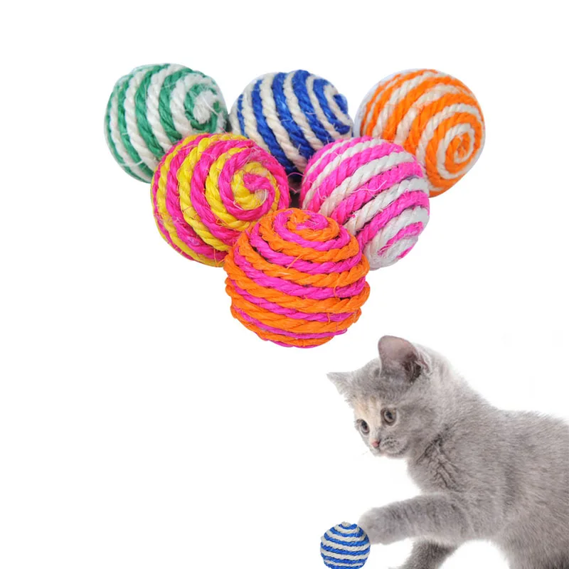 

5pcs/lot Pet Cat Toys Sisal Rope Weave Ball Funny Playing Cat Catch Balls Toy Pet Supplies 5cm
