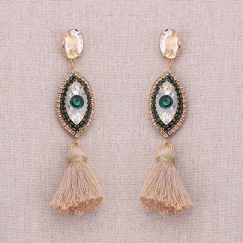 E1075 Champagne Sehuoran, женские серьги с кисточками, геометрические, с бахромой, разноцветные, висячие серьги, свадебные, вечерние, модные ювелирные изделия, подарки - Окраска металла: E1075 Champagne