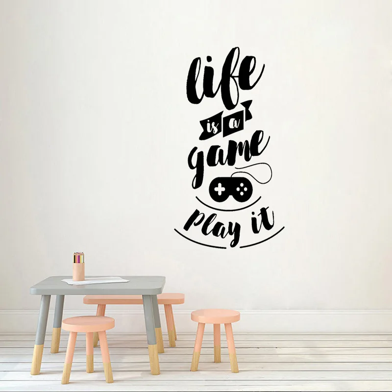 YOJA 41 8 см * 65 Life Is A Game play it Настенная Наклейка для подростковой комнаты видео игра