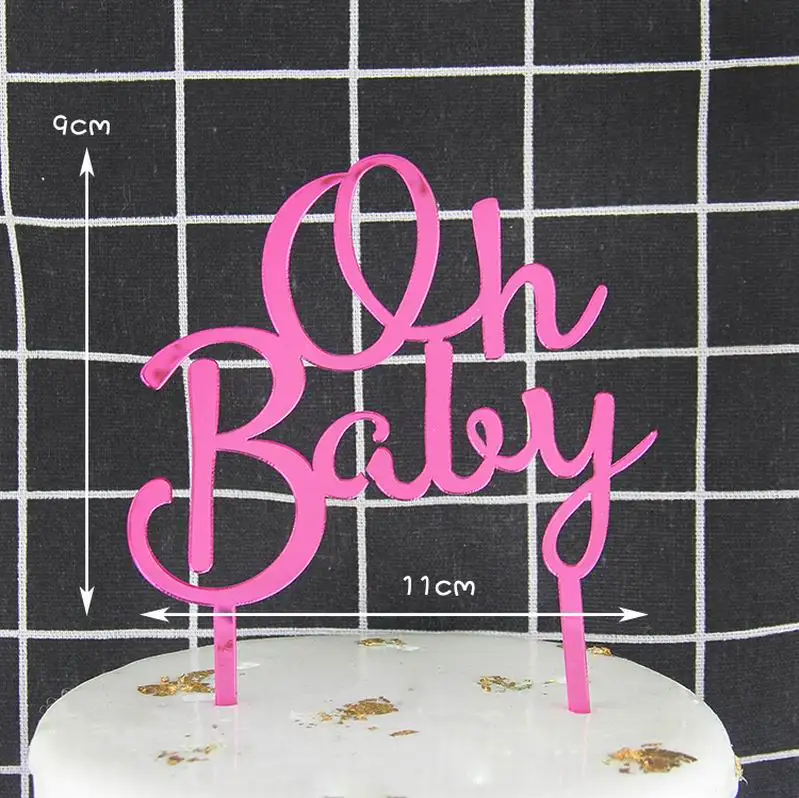Блестящие золотистые акриловые с надписью Oh Baby Топпер для торта С Днем Рождения