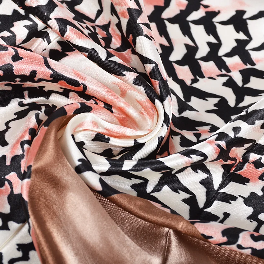 Женский атласный шарф-накидка [BYSIFA] розовый или хаки платок-накидка из шёлка 90*90