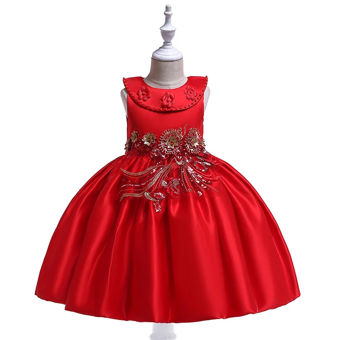 Детское Новогоднее праздничное платье рождественское платье принцессы с объемными розами для маленьких девочек Свадебный костюм для девочек