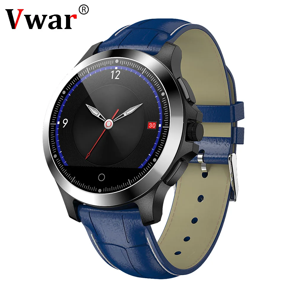 Blue Leather strap Мужские бизнес умные часы PPG ECG N66 умные часы кровяное давление монитор сердечного ритма IP67 водонепроницаемый спортивный фитнес-трекер - Цвет: Blue Leather strap