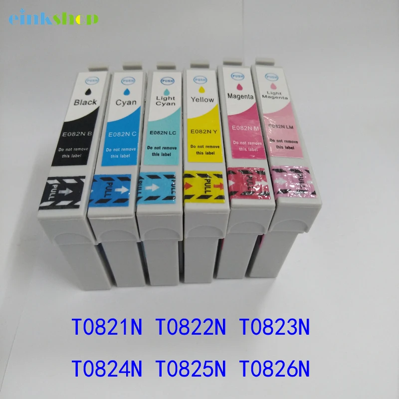 Картридж Einkshop1Set T0821N 82N для Epson R270 R290 R295 R390 RX590 RX610 RX615 T50 T59 TX650 TX800 TX710W/TX650 T1281|ink cartridge for