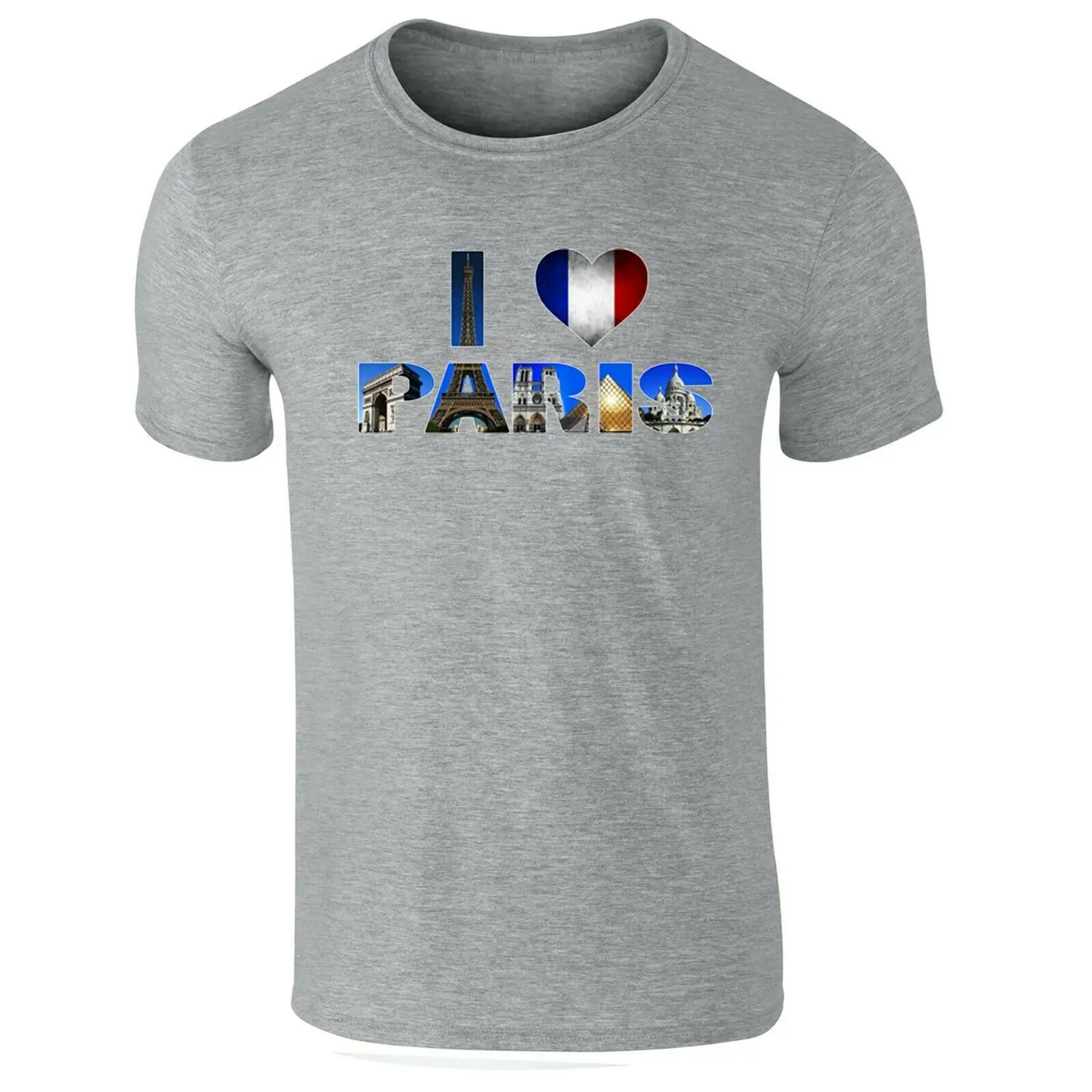 

I Love Paris Tourist Landmarks T-Shirt Mens Fashion 2019 Summer New Brand 100% Cotton Printing Cotton T-Shirts